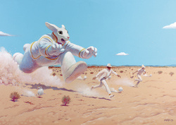 Mœbius, La Chasse au Major, 2009 Acrylique sur toile, 90 x 130 cm © Mœbius